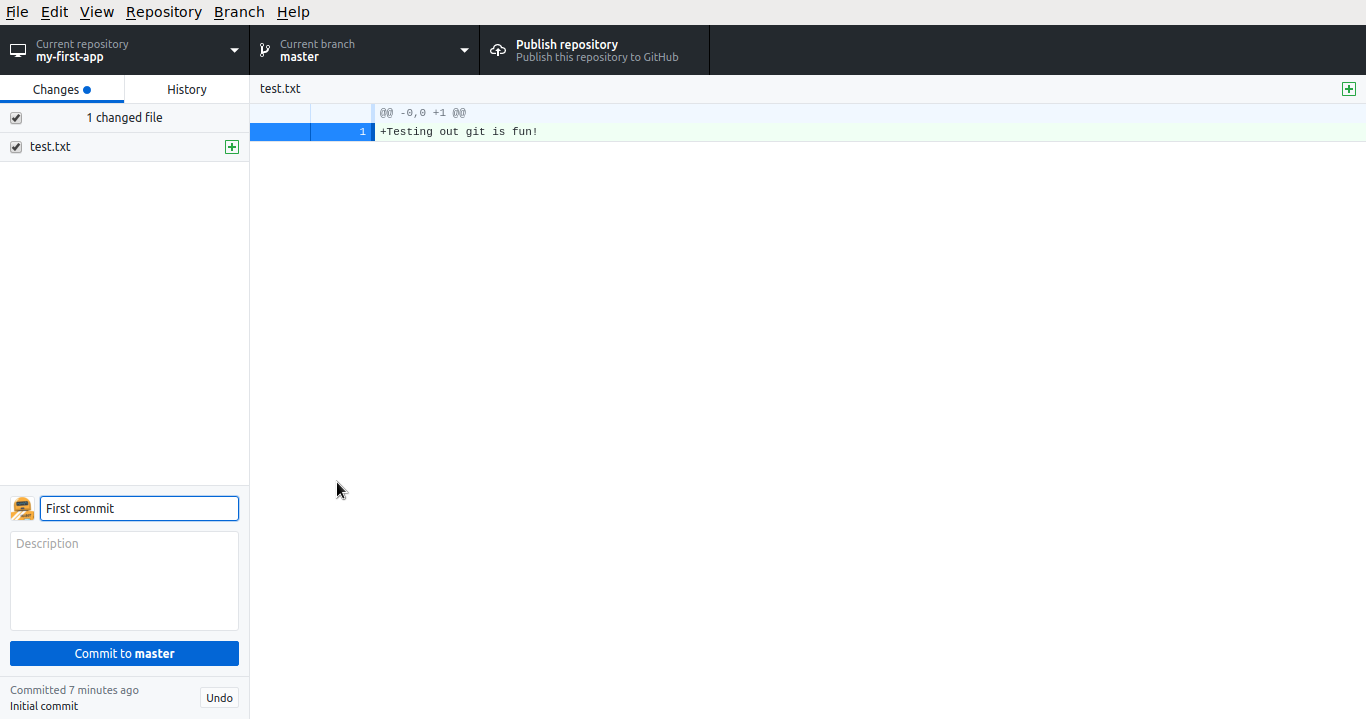 Github Desktop First Commit