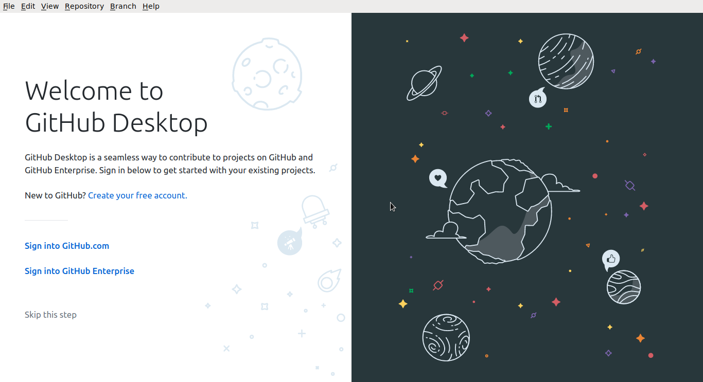 Github Desktop First Screen