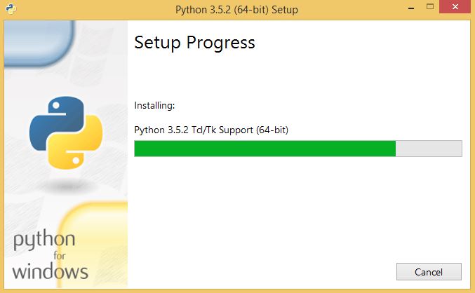 Python installing window