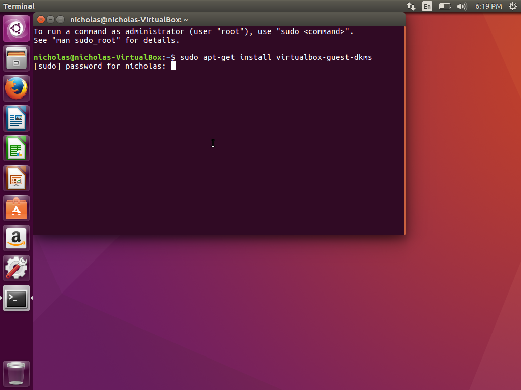 how to install ubuntu on virtualbox as root user