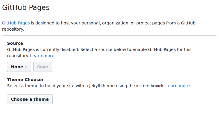 Github Pages Settings