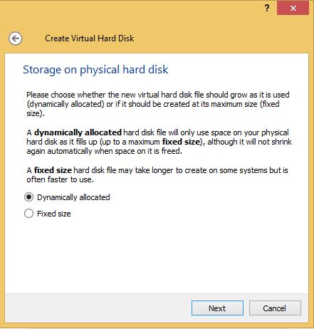 VirtualBox Hard Drive Allocation