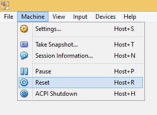 VirtualBox Reset